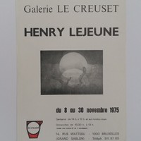 Affiche pour l'exposition Henry Lejeune , à la Galerie le Creuset(Bruxelles) , du 8 au 30 novembre 1975.